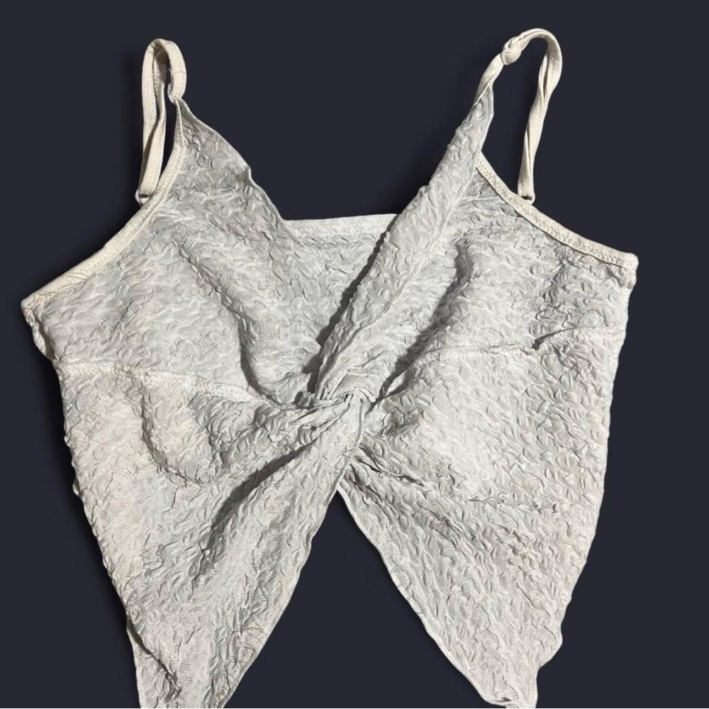 SHEIN Cream Twist-Front Textured Cami